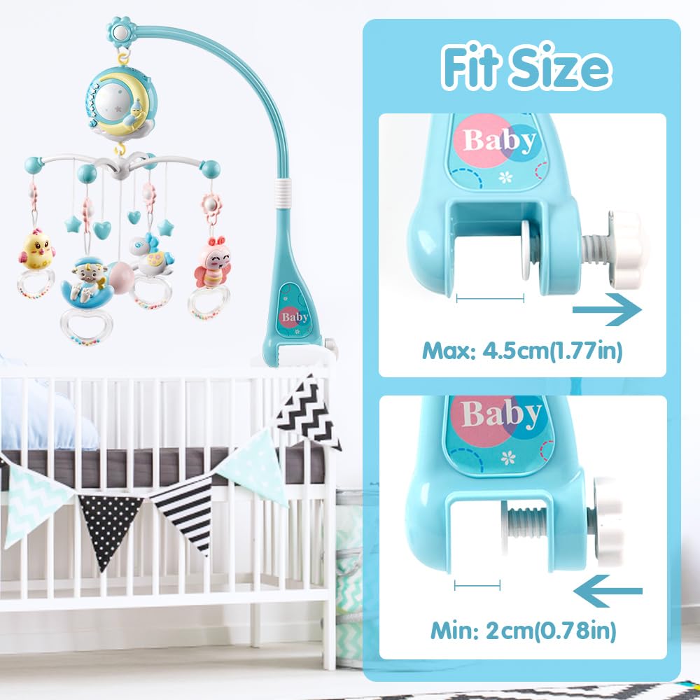 Mini Tudou Baby Mobile, Babybett mit Musik und Licht, Timing-Funktion, Projektor, Fernsteuerung, Bab