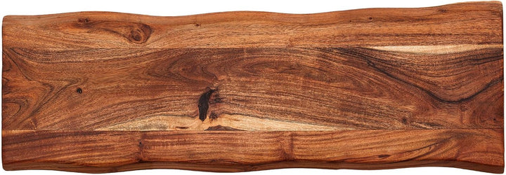 Servierbrett 68x23 Holz I Tragegriffe an den Seiten I Brotzeitbrett rustikal mit Baumkante I Schneid
