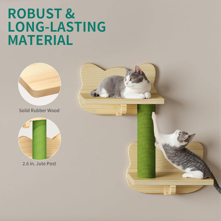 YITAHOME Katzenkletterwand-Set, Stabiler Holz Katzenmöbel, 5-Teilig Katzen Wandelemente mit Katzenha