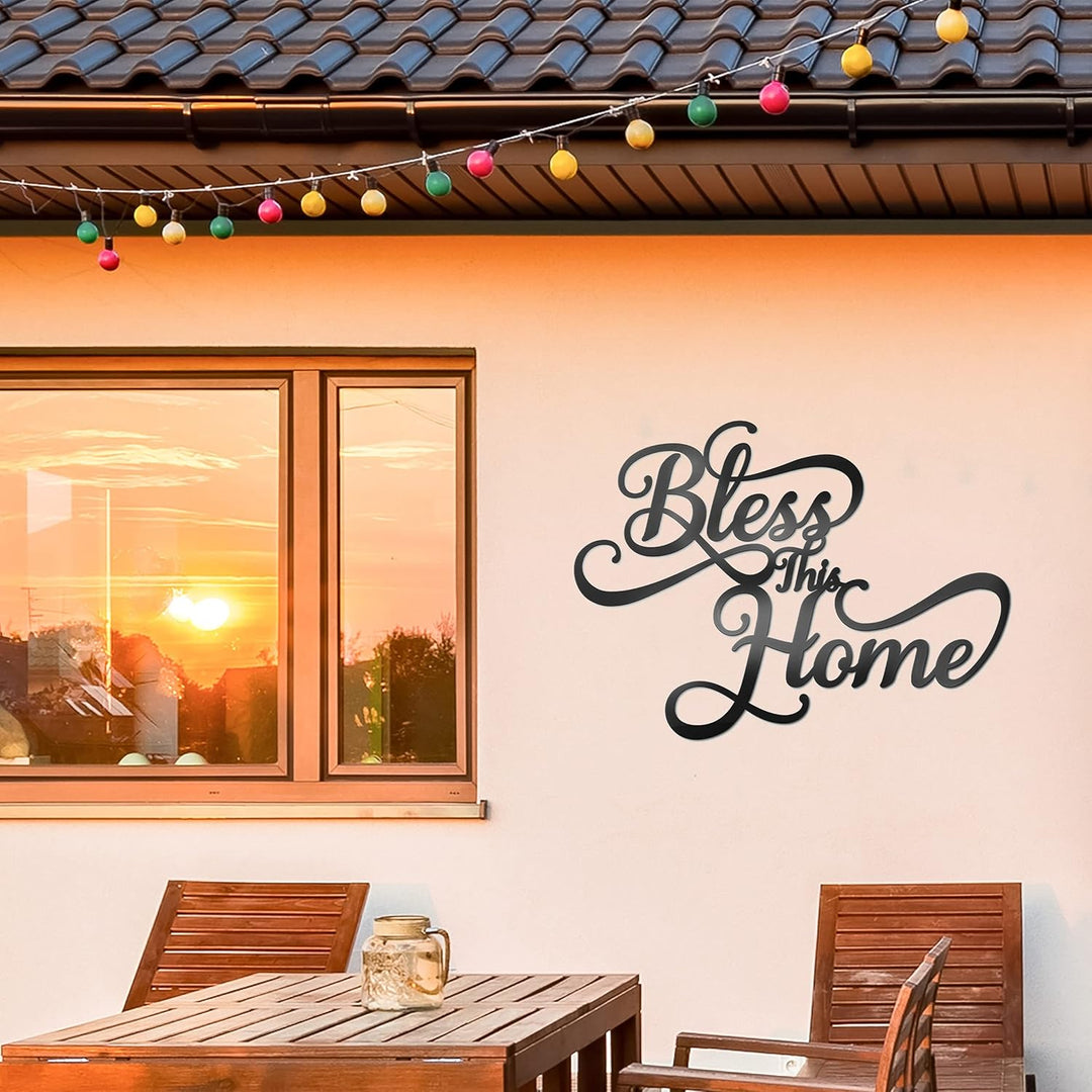 Vivegate Bless This Home Wanddekoration Schwarze Metallkunst – 45,7 x 33 cm Bless This Home Metall W