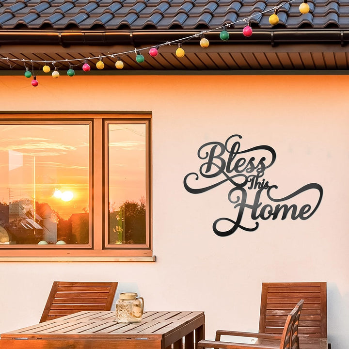 Vivegate Bless This Home Wanddekoration Schwarze Metallkunst – 45,7 x 33 cm Bless This Home Metall W