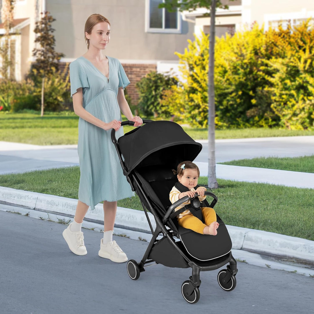 FANTASK Kinderwagen klappbar, Kinderbuggy mit verstellbarem Sonnendach, 5-Punkt-Sicherheitsgurt, Rei