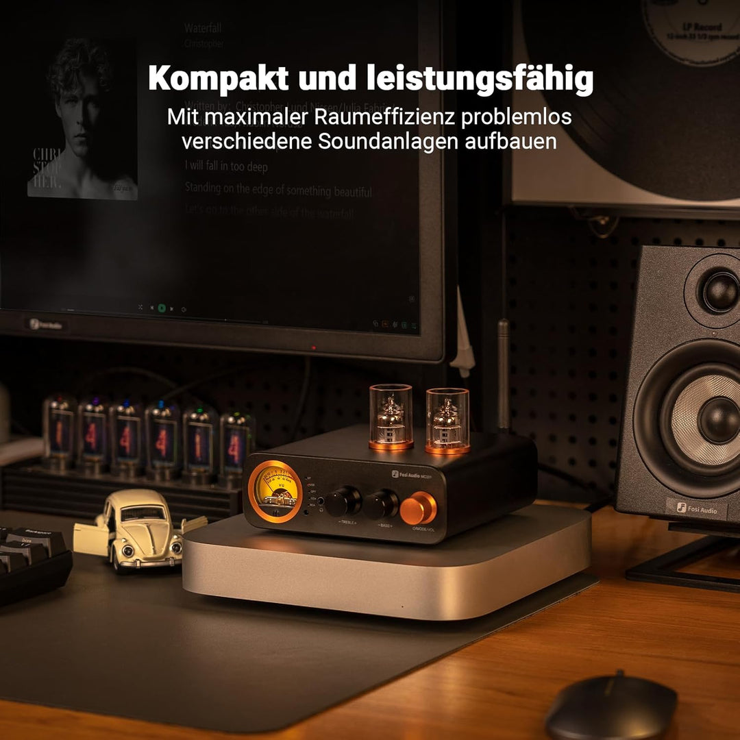 Fosi Audio MC331 Röhrenvollverstärker mit DAC, 2 Kanal Heim Stereo Audio Verstärker für HiFi Regalla