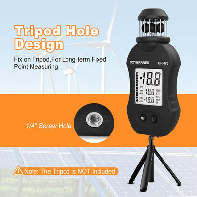 Windmesser Digitales Anemometer GR-876 Handwindmessgerät 0.7~42m/s Taschenanemometer Luftgeschwindig