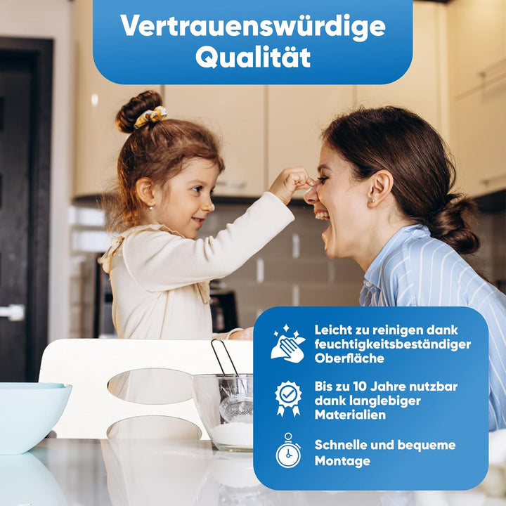 Kitchen Kids Helper Lernturm ab 1 Jahr - Höhenverstellbarer Lernturm Montessori Weiss und Eich 80cm