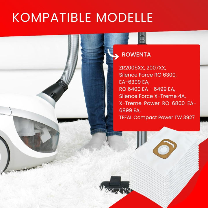 Invest - Staubsaugerbeutel Ersatz, Filtertüten Beutel Kompatibel mit Rowenta ZR2005XX / 2007XX, Sile