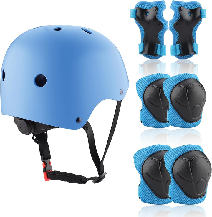 ZWOOS Kinder Knieschoner Set mit Helm, Inliner Schutzausrüstung Kinder 3-10 Jahre, Knieschützer Kind