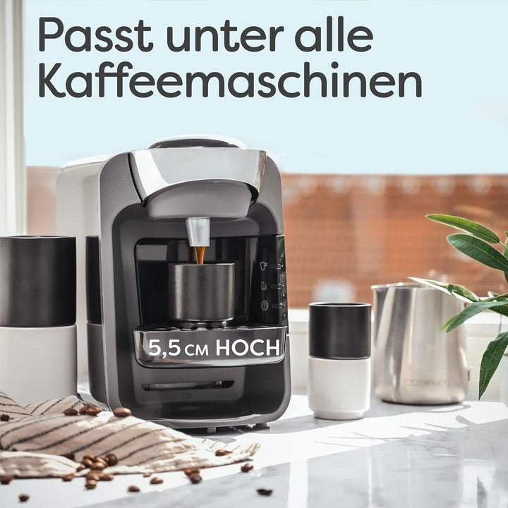 Cosumy Espressotassen Set 4er Schwarz - Espresso Tassen Set ohne Henkel | Stapelbar & Dickwandig - 8