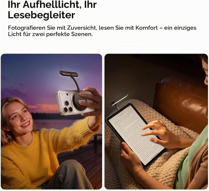 ULANZI M10 Magnetische Selfie Licht; Mini Flexible LED Handylicht, Clip-On Leseleuchte mit 5-stufig