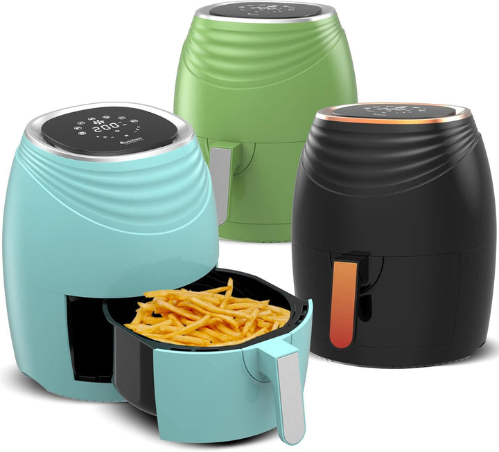TurboTronic/Digitale Heissluftfritteuse / 3,5L / schwarz, grün. türkis / 1200W / Airfryer mit Timer