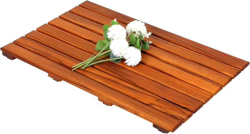 VaeFae Teak Duschmatte rutschfeste Badematte Luxus Spa Matte Holzmatte für Badewanne 43.2 x 66 cm La