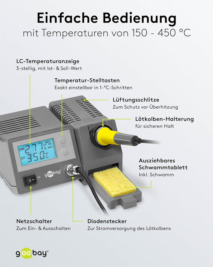 Fixpoint 51098 Digitale Lötstation EP5 / 48W Digitales Lötkolben Set / Einstellbare Temperatur 150 -