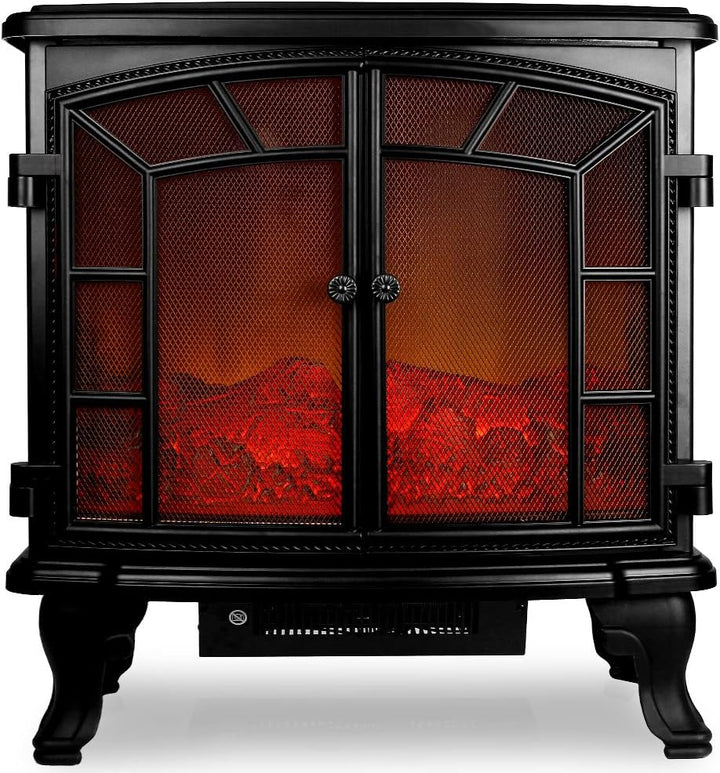 Deuba Elektrokamin Elektrischer Kamin mit Heizung Doppeltür LED Kaminfeuer Effekt Timer Fernbedienun