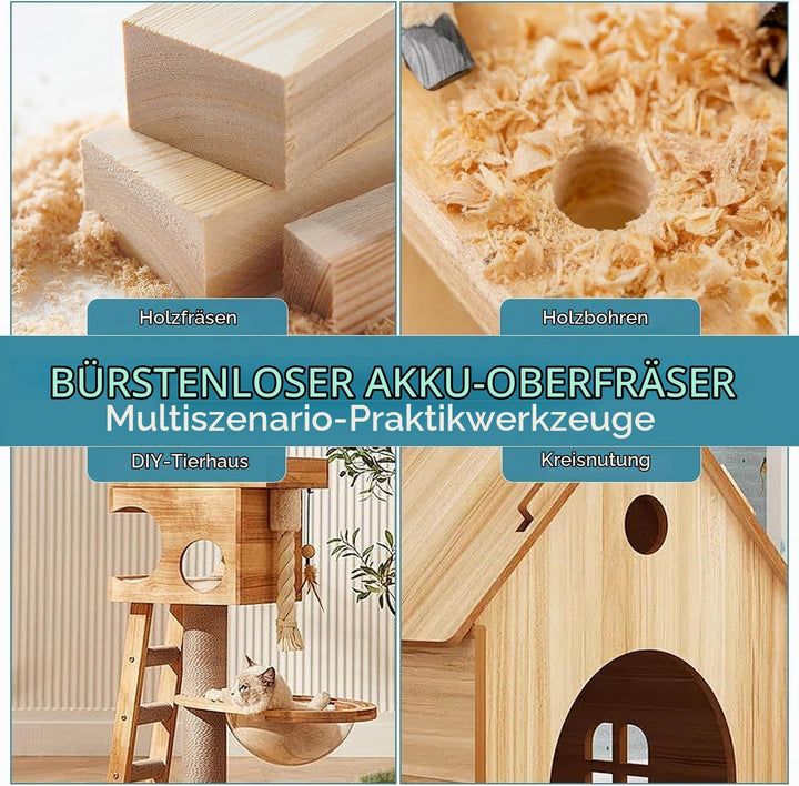 Akku Oberfräse kompatibel mit Makita 18V Akku, bürstenloser Motor,5 Geschwindigkeiten,800W 30000RPM,