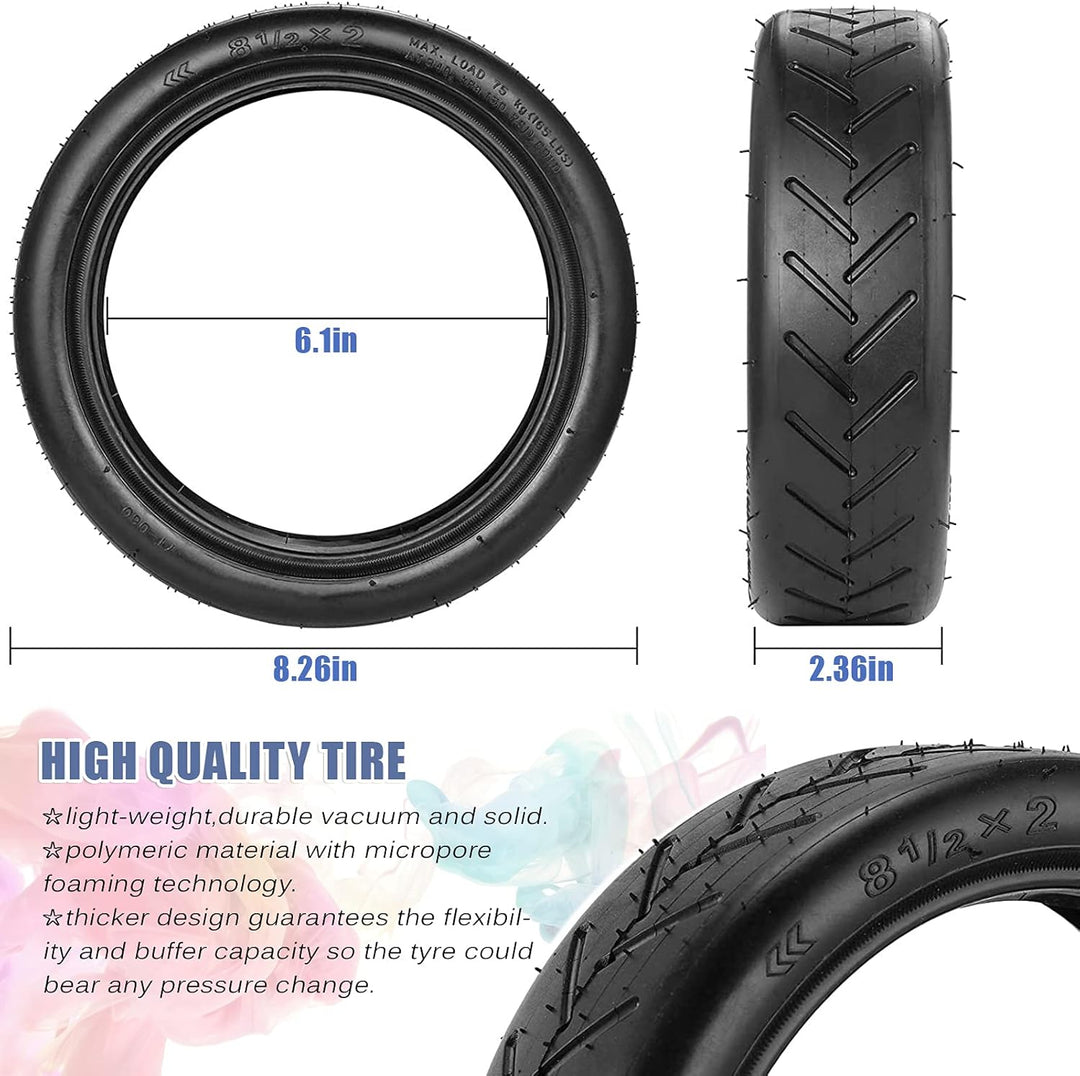 8 1/2 Replacement Wheels Outer and Inner Tyres, Electric Scooter Rubber Tyres, Durable Anti-Slip Tyr