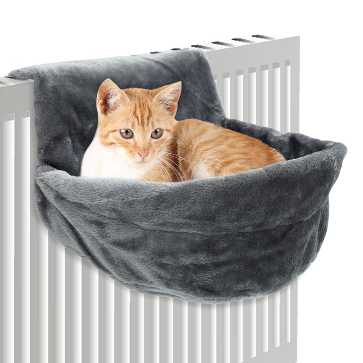 Heizkörperbett für Katzen,Katzenheizungsliege Katzenhängematte für Heizungen Grau Plüschstoffe Faltb