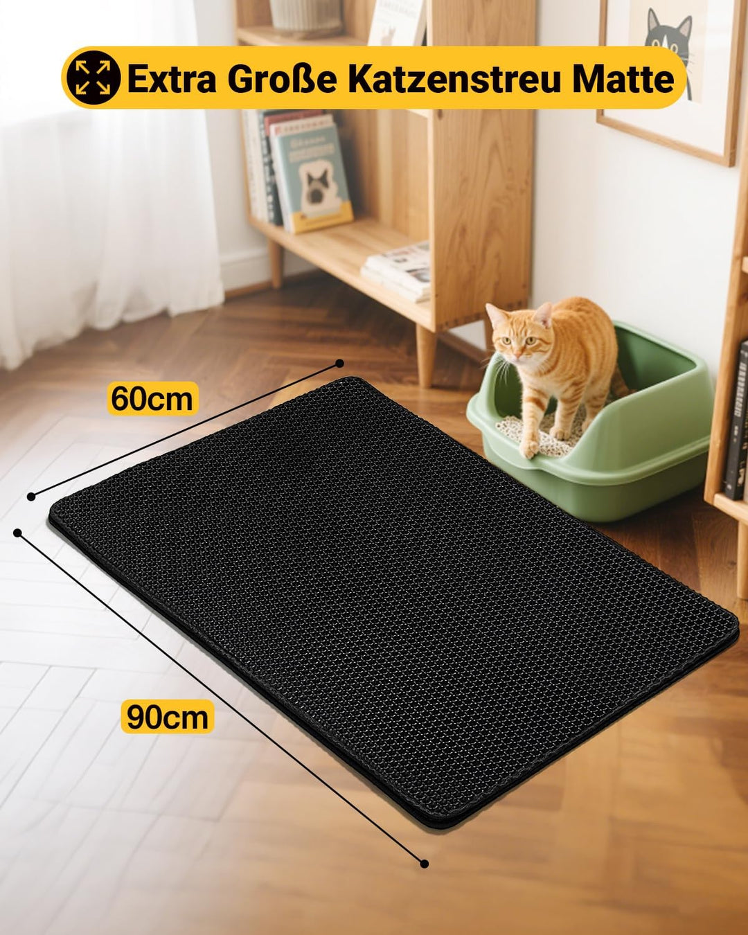 Ycozy Extra Grosse Katzenklo Matte 90 X 60 cm Katzenstreu Matte für Mehrere Katzentoiletten Grosse W