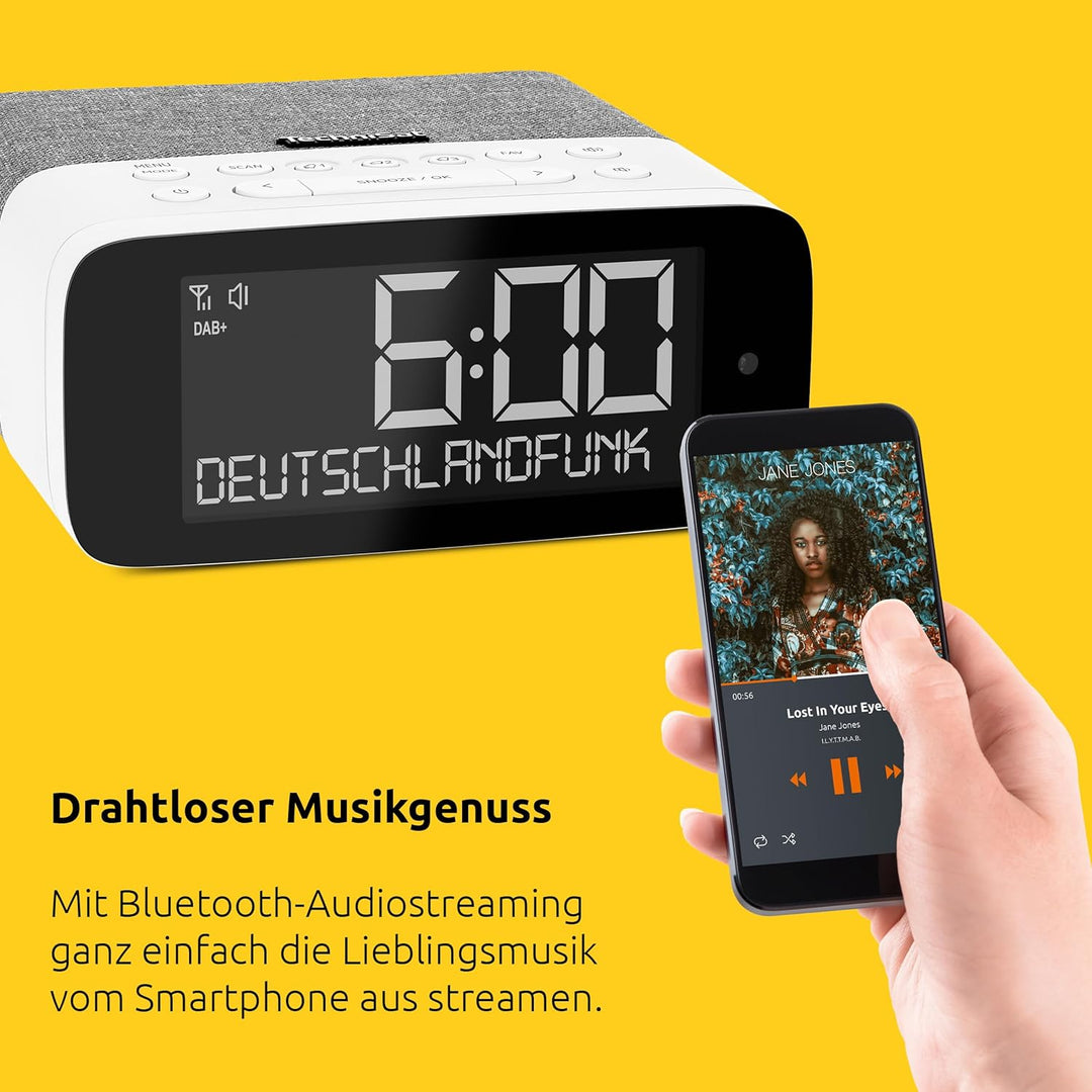 TechniSat DIGITRADIO 52 ASA – DAB+ Radiowecker mit Automatic Safety Alert (ASA, UKW, Wecker, Vier We