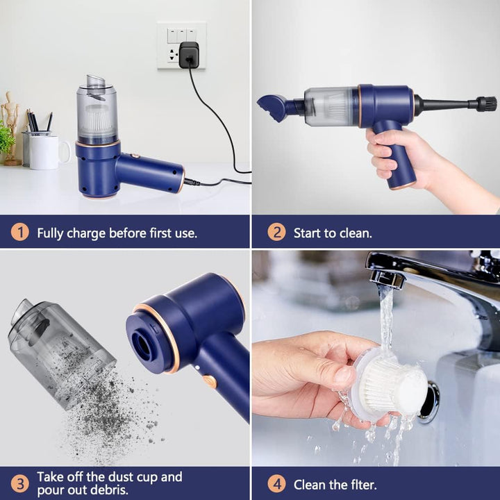 URAQT Handstaubsauger, 9000 Pa Leistungsstarker Handstaubsauger Akku, 3 in 1 Staubsauger, USB Wieder