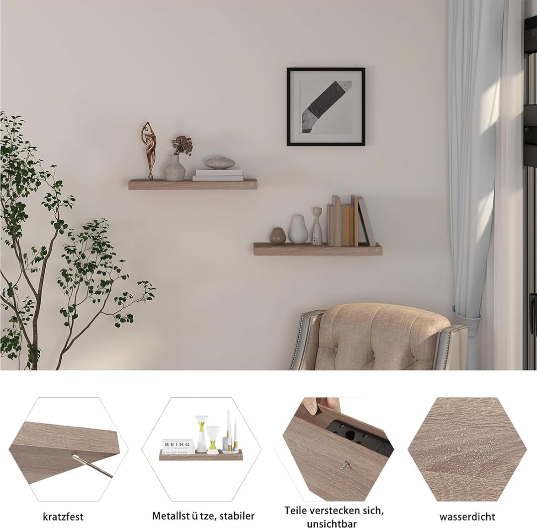 EUGAD Wandregal Wandboard 4er Set Hängeregal Holz Board Modern Sonoma Eiche 40x22,9x3,8cm 0114QJ-4 E