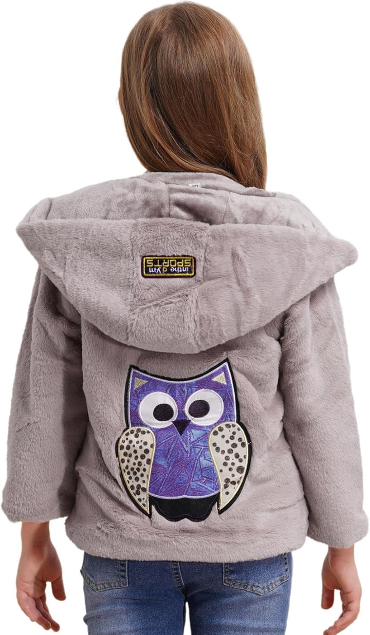 Oyolan Kinder Mädchen Kapuzenjacke Teddybär Fleecejack Winter Outwear Mantel Cartoon Sweatshirt Hood