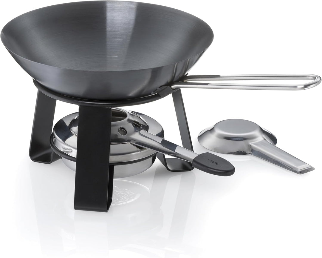 kela Gusseisen Wok 18 cm JOY, Mini Wokset mit Tischwok, Rechaud und Pastenbrenner, kleiner Wok Induk