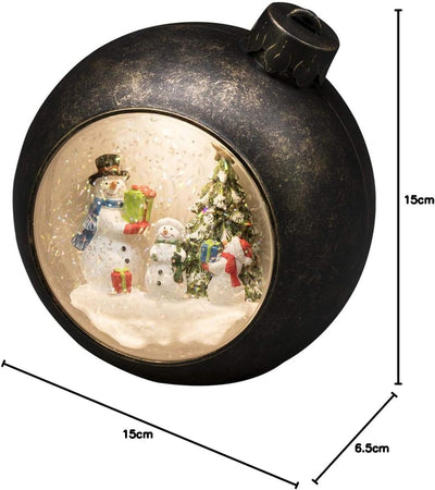 Konstsmide LED Weihnachtskugel Schneemänner, wassergefüllt, 5h Timer, warm weisse Diode, batteriebet
