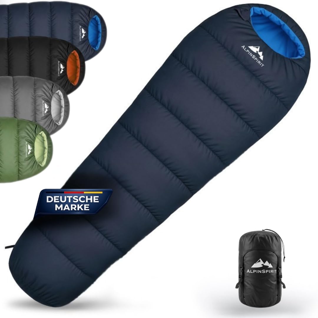 Schlafsack [Ultraleicht] 3 Jahreszeiten Sommer & Winter, kleines Packmass, Komfort, 210x75 cm, leich