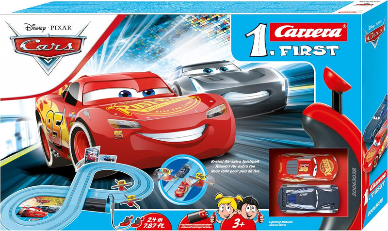 Carrera FIRST Disney Pixar Cars - Power Duell Autorennbahn für Kinder ab 3 Jahren I 2,4m Rennstrecke