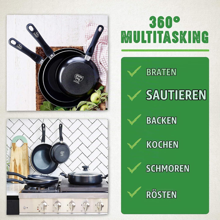 GreenChef Diamond Healthy Ceramic Non-Stick 28 cm/ 4.3 Litre Sauté Pan with Lid and 2 Side Handles,