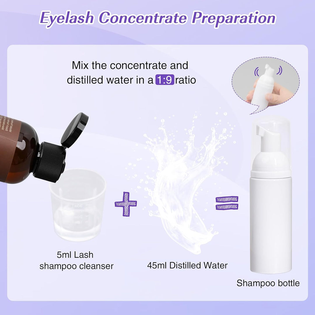 LZM Wimpernverlängerungsshampoo Konzentrat - Reinigungskonzentrat für Wimpernverlängerungen mit Bürs