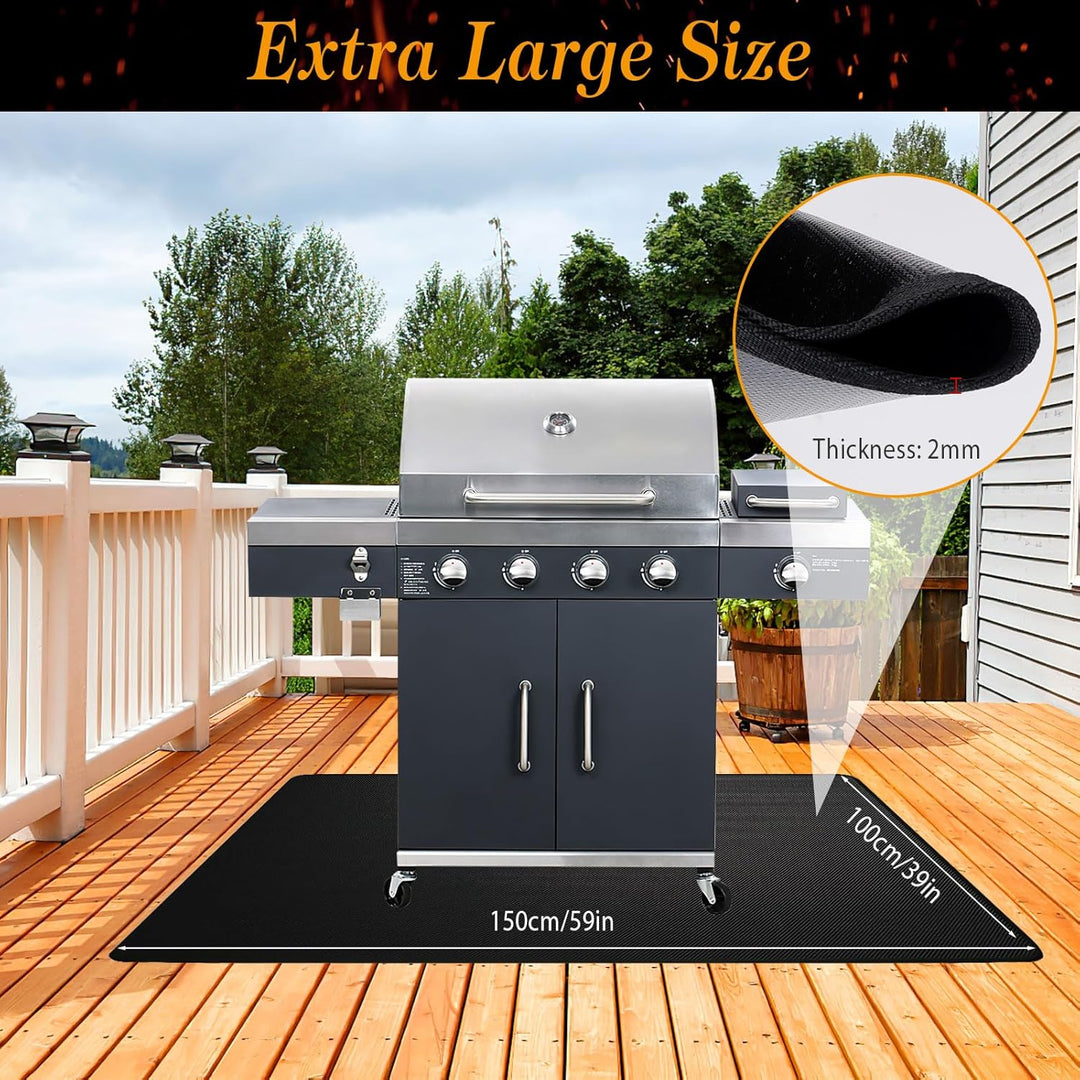 Feuerfeste Unterlage Grill, 100x150cm Matte Outdoor, Hitzebeständig bis zu 850℃, Hitzeschutzmatte Kü