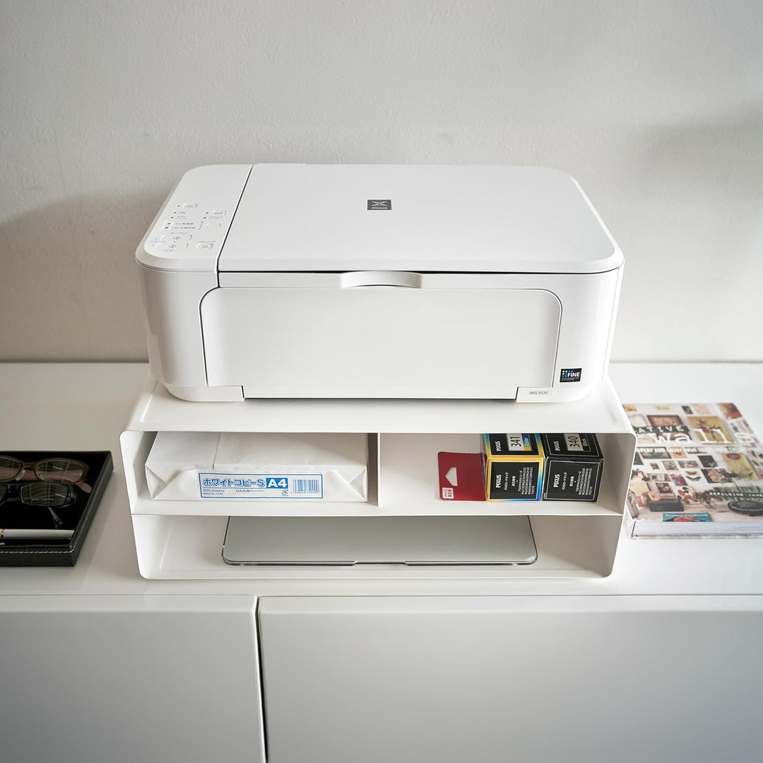 YAMAZAKI Tower Druckerstation, Legierter Stahl, Weiss, One Size