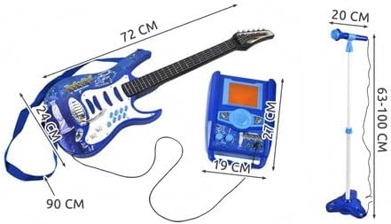SILUK E-Gitarre + Verstärker + Mikrofon mit Ständer Set für Jungen (Blau), Blau