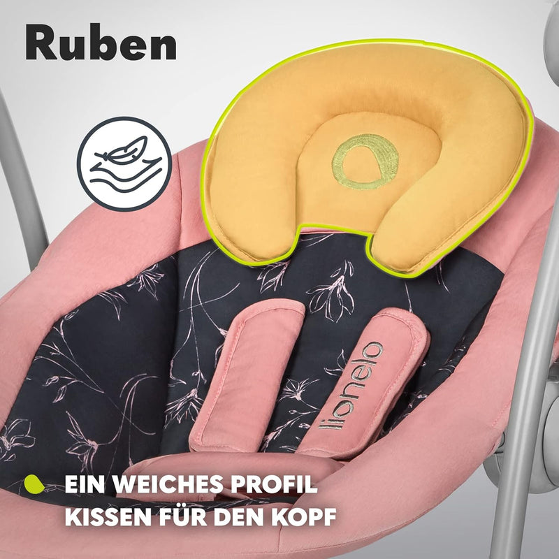 LIONELO Ruben Baby Wippe, Babyschaukel Elektrisch mit Liegefunktion, Baby Schaukel 0 bis 9 kg, Moski