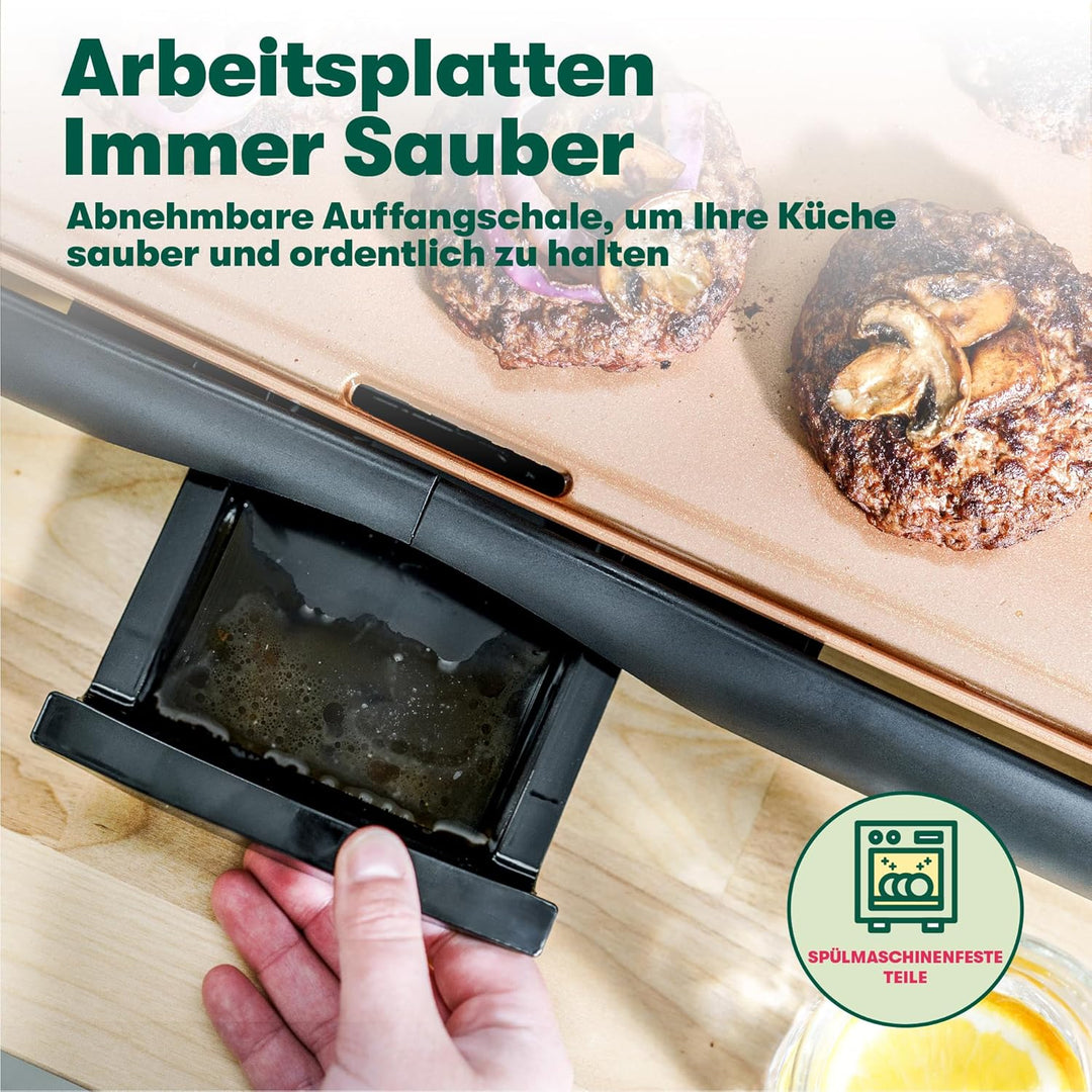 BELLA Elektro-Keramik-Titan-Grillplatte, Antihaftbeschichtung, grosse eintauchbare Kochfläche und he