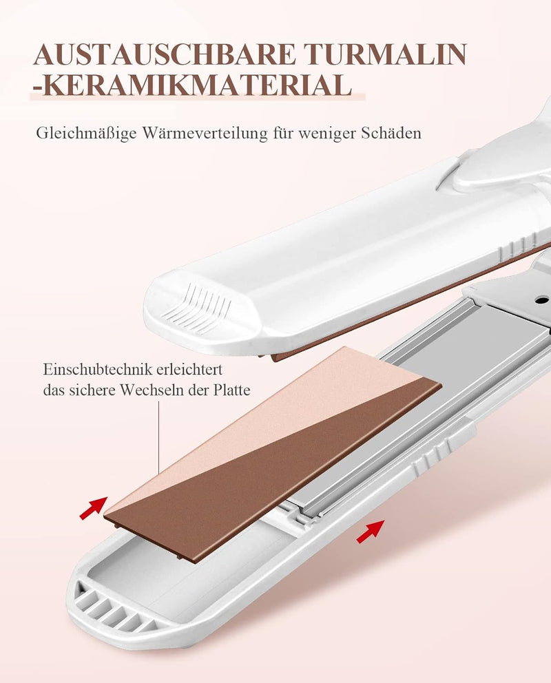 CkeyiN Kreppeisen für Haare,3 in 1 Haarglätter Glätteisen Keramik,Multistyler Glätteisen Set Wellene