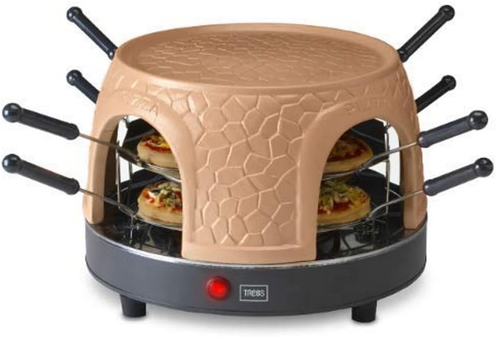 Trebs 99392 Pizzagusto - Pizzaofen mit Terrakottakuppel für 8 Personen - Pizzadom - 1000 Watt - Zube