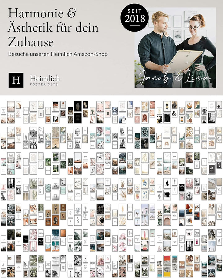 Heimlich® Premium Poster Set OHNE Bilderrahmen | Stilvolles Set mit passenden Bilder als Wohnzimmer