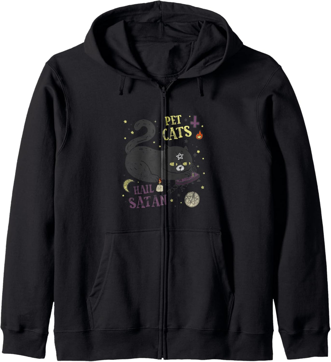 Pet Cats Hail Satan Kawaii Satanic Cat Gothic Witch Kapuzenjacke