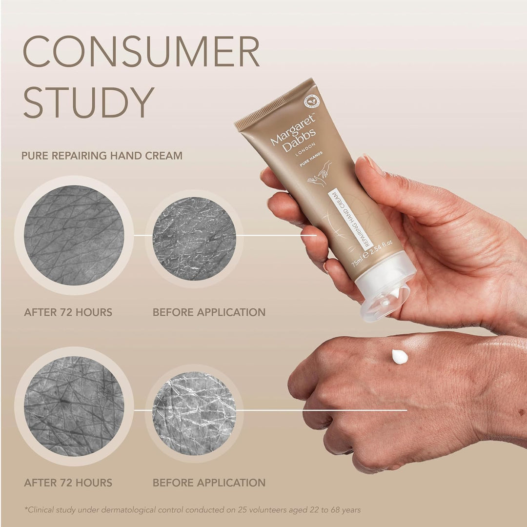 Margaret Dabbs Pure Repairing Hand Cream Deep, Lasting Hydration for Very Dry Skin, Rose and Lemon S