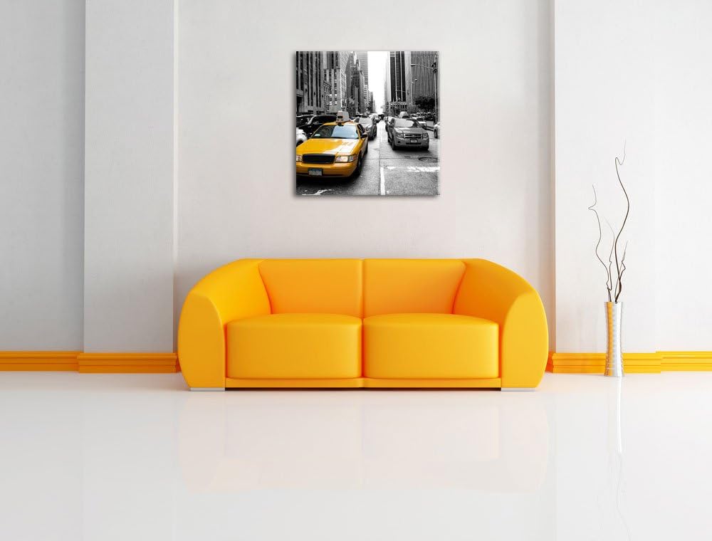 Pixxprint Gelbes Taxi in New York als Leinwandbild/Grösse: 70x70 cm/Wandbild/Kunstdruck/fertig bespa