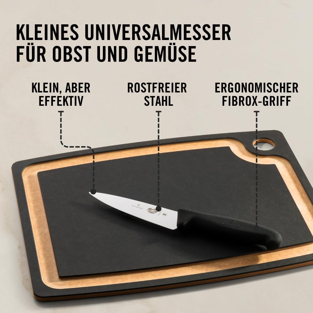 Victorinox Fibrox Kochmesser, Kleines Universalmesser für Obst und Gemüse, 12 cm, Gerade Klinge, Sch