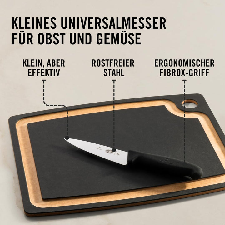 Victorinox Fibrox Kochmesser, Kleines Universalmesser für Obst und Gemüse, 12 cm, Gerade Klinge, Sch