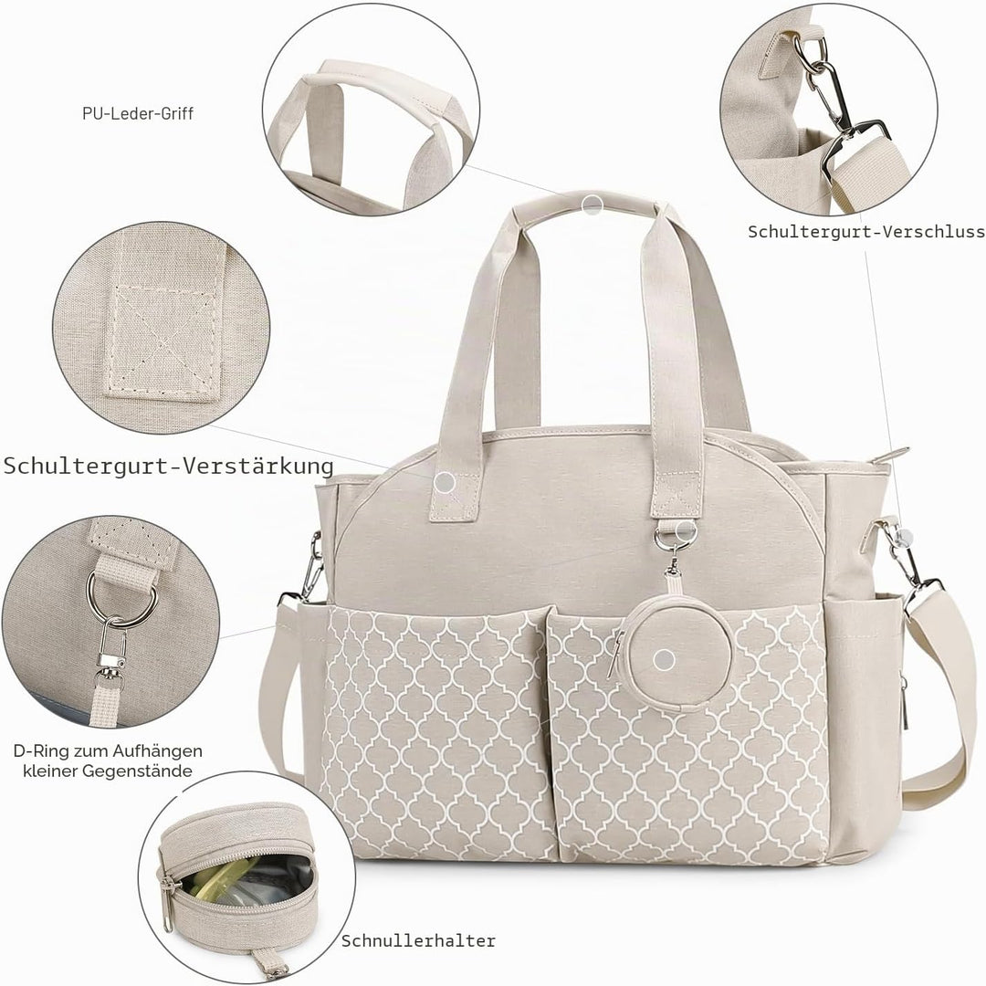 Lmbabter Diaper Bag Wickeltasche Beige, Beige