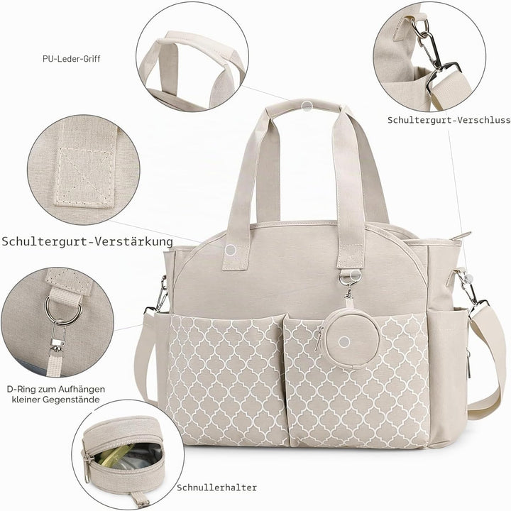 Lmbabter Diaper Bag Wickeltasche Beige, Beige