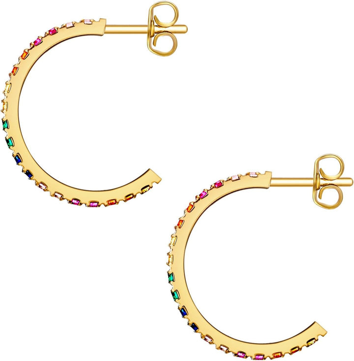 Eastside Damen Creolen aus Edelstahl mit Zirkonia