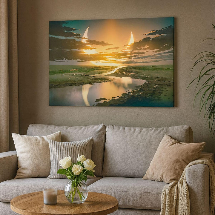 ARTTOR Bilder auf Leinwand 100x70cm Leinwandbild mit Rahmen natur natur Gross Wanddeko Bild Schlafzi