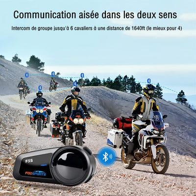 FODSPORTS FX6 Motorrad Bluetooth Headset(2 Pack) 2 x FX6 Motorrad-Gegensprechanlage, 2 x FX6 Motorra