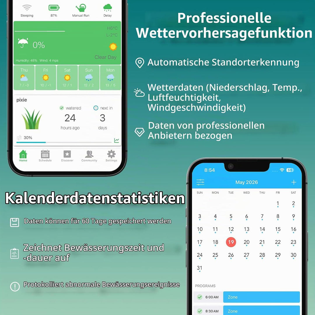 Netro Pixie Smart Schlauch-Wasserhahn-Timer, WLAN-Verbindung, solarbetrieben, wetterbewusst